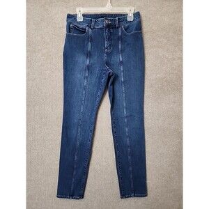 Duluth Trading Jean-Netics High Rise Slim Leg Jeans Womens 8 Blue Front Seam